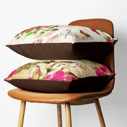 BIANCA Set Of 2 Green & Beige Abstract Printed Square Cushion Cover image 3