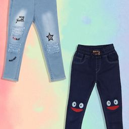 A-Okay Kids Pack Of 2 Slim Fit High-Rise Mildly Distressed Embroidered Jeans-image-59