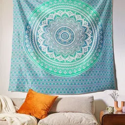 SheetKart Sea Green Cotton Mandala Printed Wall Hanging Tapestry-image-64