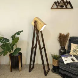 symplify Focal Wooden Floor Lamp with Wooden Shade & Brown Base-picture-12