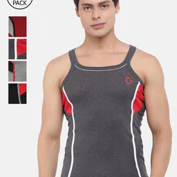 Dollar Bigboss Men Assorted Pack of 5 Cotton Racerback Styled Gym Vest-image-62