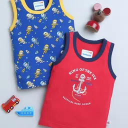 BUMZEE Infants Boys Pack Of 2 Printed Pure Cotton Vests Peb8892-image-93