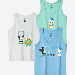 YK Disney Infants Pack Of 3 Mickey & Friends Printed Basic Innerwear Vests YKIFVDPO3009-47