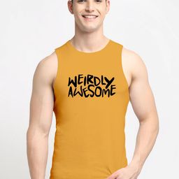 Friskers Men Mustard Typography Printed Innerwear Vests-image-78