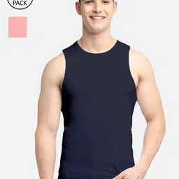 Friskers  Men Pack Of 2 Solid Pure Cotton Apple Cut Innerwear Vests-image-70