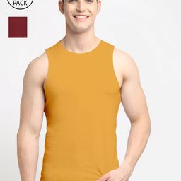 Friskers  Men Pack Of 2 Solid Pure Cotton Apple Cut Innerwear Vests-image-72