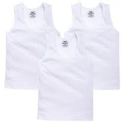 SAVAGE Boys Pack Of 3 White Solid Cotton Innerwear Vests-image-18