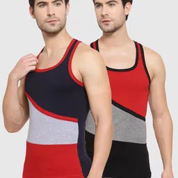 SPORTOMen Pack Of 2 Printed Pure Combed Cotton Gym Vests-picture-42