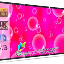 Savsol Eyelet Foldable projector Screen 7 ft. (W) x 5 ft. (H) 100" Inch Diagonal Design 05 Projector Screen (Width 213 cm x 152 cm Height)-picture-0