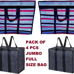 150 L Hand Duffel Bag - Multipurpose Extra Large Heavy Duty Storage with Strong Handles PACK OF 4 - Multicolor - Large Capacity-image-65