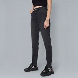 flying machine Women Regular High Rise Dark Grey Jeans-picture-1