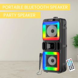 SACRO Pushpa(PORTABLE BLUETOOTH PARTY SPEAKER) 3D Sound With Karaoke Mic/RGB LightE304 40 W Bluetooth Party Speaker-picture-5