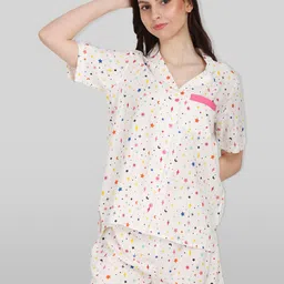 PRETTY LOVING THING Women White & Pink Rayon Printed Night suit Set PLTPJST02WHITE_XS-image-23
