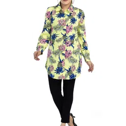 Nino Bambino Comfort Floral Printed Semi Sheer Longline Casual Shirt-4