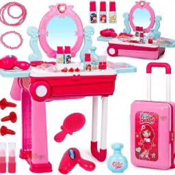 2 In 1 Beauty Makeup Kit for Kids, Pretend Play Set with Make up Accessories-3