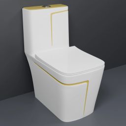 Dimond Quality LT05 White commode with Yellow Finishing Line and Round Flush Button Western Commode-14