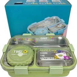 Stylish 3-Compartment Leakproof Bento Lunch Box with Spoon & Chopsticks 4 Containers Lunch Box-image-18