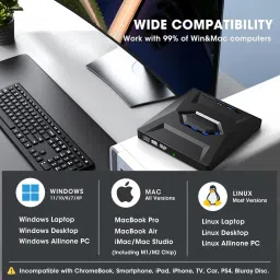 microware External CD/DVD Drive USB 3.0 Type-C Portable CD DVD Player Burner Writer 5-in-1 External DVD Writer image 2