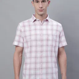 Cantabil Comfort Windowpane Checked Cotton Linen Casual Shirt-picture-17