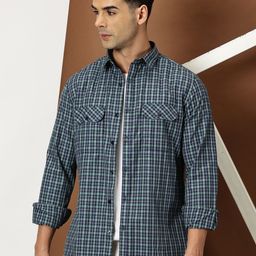 INVICTUS Men Original Cutaway Collar Tartan Checks Checked Cotton Slim Fit Casual Shirt-picture-43