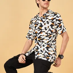 YU by Pantaloons Abstract Printed Spread Collar Regular Fit Casual Shirt-image-56