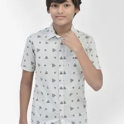 Crimsoune Club Boys Geometric Printed Slim Fit Pure Cotton Casual Shirt-image-47