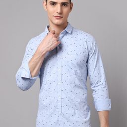 HANUMNTRA Comfort Micro Ditsy Regular Fit Spread Collar Polycotton Casual Shirt-image-70