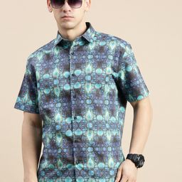 SHOWOFF Standard Slim Fit Abstract Printed Cotton Casual Shirt-image-36