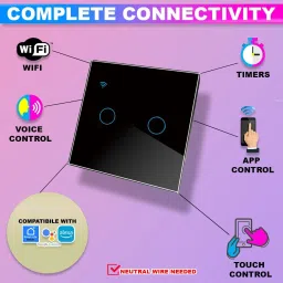 amiciSmart WIFI Switch,2 Gang Wall Switch with Touch Button Compatible with Alexa(2300W) Smart Switch image 2