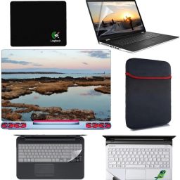 SDM 6 in 1 Combo - Laptop Skin Stickers, Screen card , Key Guard, Mouse Pad, Sleeve and Palmrest Skin for All 15.6 Inch Laptops || Notebooks Combo Set (nature image226 Combo Set-image-125