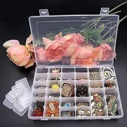 Jewellery Vanity Box 36 Grids Clear Plastic Storage Box Vanity Box (CLEAR) Storage Box-image-32