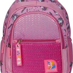 Medium 27 L Backpack 16 inch Precious 002 Unicorn Printed Light Pink-image-2
