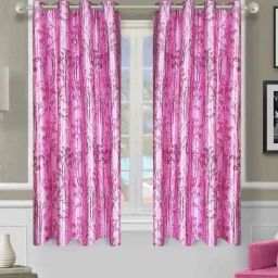 romee Purple Polyester Floral 5FT Light Filtering Eyelet Window Curtains (Pack of 2)-picture-16