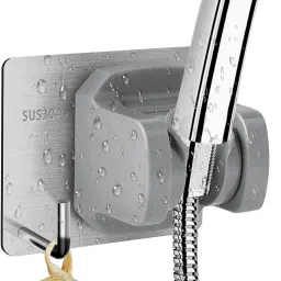 Bathroom Adhesive No-Punching Wall Mounted Adjustable Hand Shower Holder Pack 2 Fixed Mount-image-57