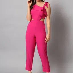 emeros Stylized Tie-up One-shoulder Waist-Cut Detail Jumpsuit-image-57