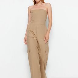 Trendyol Strapless Sleeveless Cotton Basic Jumpsuit-58