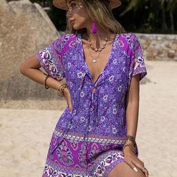 JC Mode Floral Printed Tie-Up Neck Playsuit-image-43