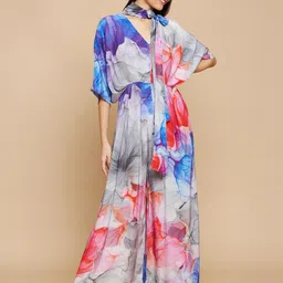 navyasa by liva Abstract Printed Culotte Jumpsuit-image-9