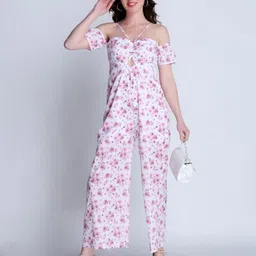 Orchid Blues Floral Printed Cut-Out Detailed Cotton Jumpsuit-picture-19