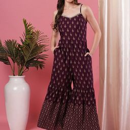 Globus Ethnic Motifs Printed Basic Jumpsuit-16