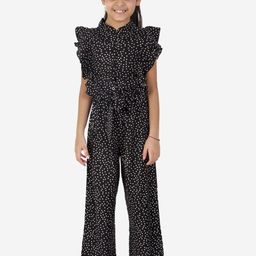 Superminis Girls Black & White Printed Basic Jumpsuit-image-50