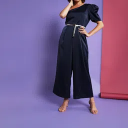 Vero Moda Marquee Collection Women Navy Blue Solid Basic Jumpsuit-29