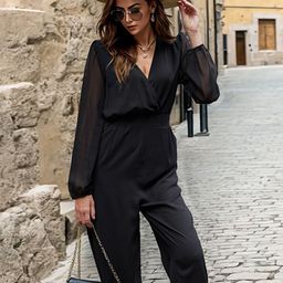 all about you Black V-Neck Long Sleeves Basic Jumpsuit-picture-56