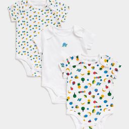 mothercare Infant Boys Pack Of 3 Printed Pure Cotton Bodysuit-12
