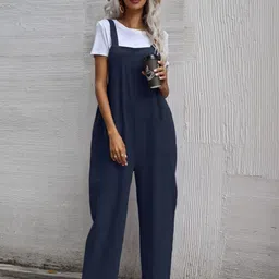 StyleCast Navy Blue Shoulder Strap Basic Jumpsuit-picture-47