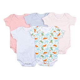 Moms Home Infants Pack Of 5 Organic Cotton Bodysuits-50