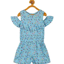 PLUM TREE Girls Ruffles Cold Shoulder Sleeves Cotton Playsuit-image-38