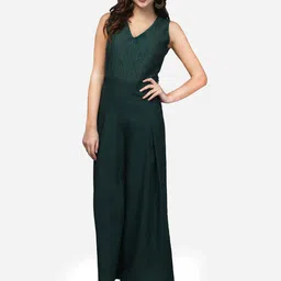V&M V-Neck Flared Basic Jumpsuit-image-63