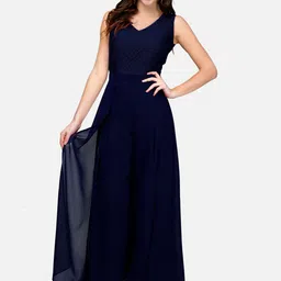 V&M Self Design V-Neck Basic Jumpsuit-picture-38