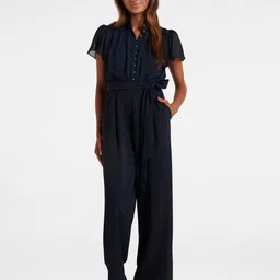 Forever New Flutter Waist Tie-Ups Mandarin Collar Basic Jumpsuit-image-75